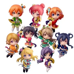 9Pcs/1Set Q Version Anime Figure Love Live! School Idol Project Kotori Minami Honoka Kousaka PVC Cute Kimono Standing Figure Toy