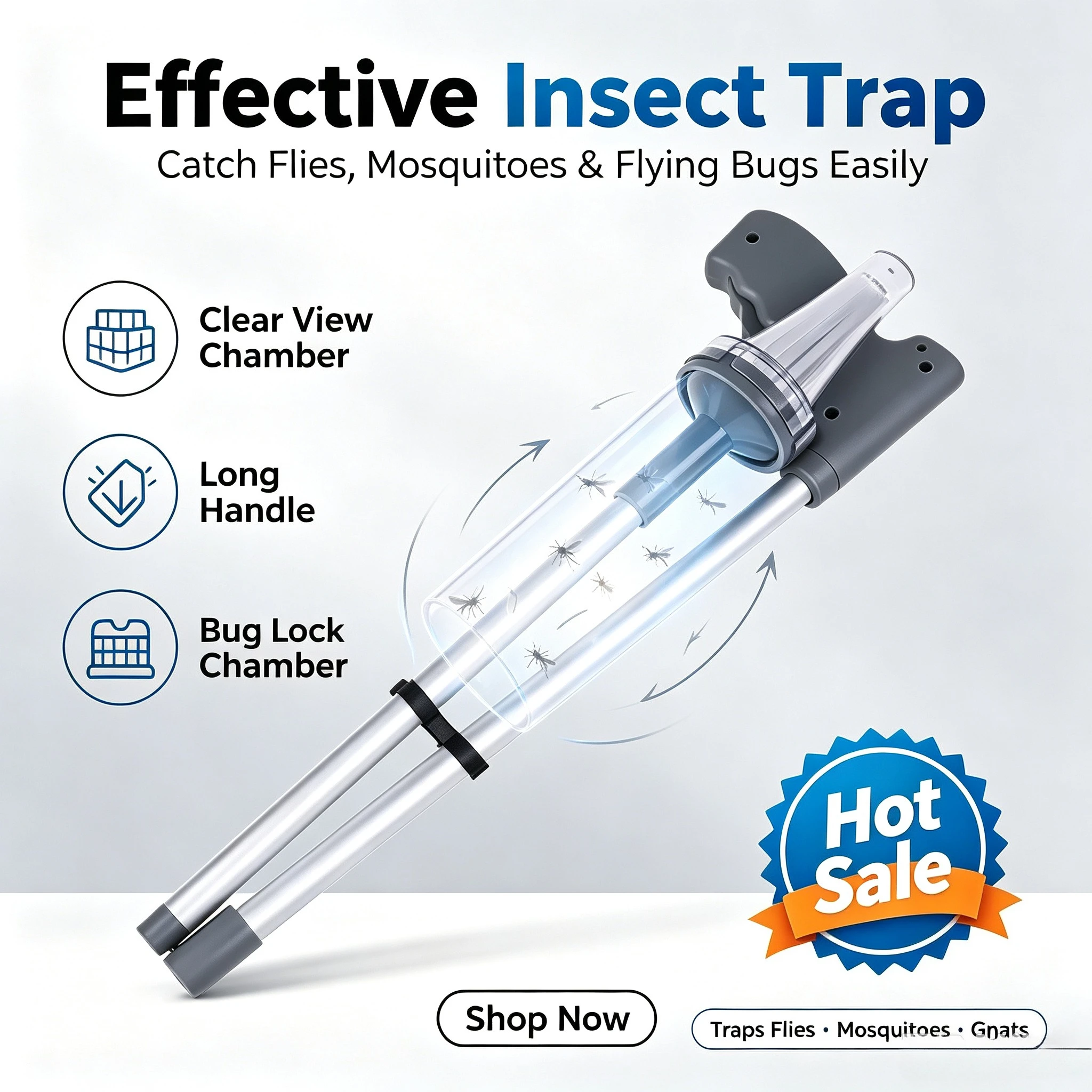 1 Pc Folding Spider Catcher Long Handle Cockroach Grabber Spider Trap Tool Pick Up Tool Family Trap Tool For Home Outdoor