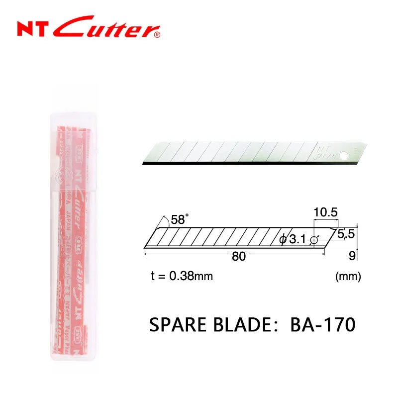 NT Cutter iA-300RP Utility Knife 9mm Art Knife Transparent Stainless Steel Knives Paper Cutting Craft Tools Spare Blade BA-170