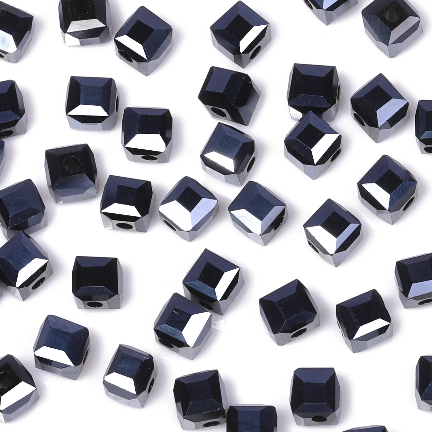 4mm Square Shape Dark Blue Austrian Crystal Beads Cube Glass Loose Spacer Bead for Jewelry Bracelet Necklace Making DIY