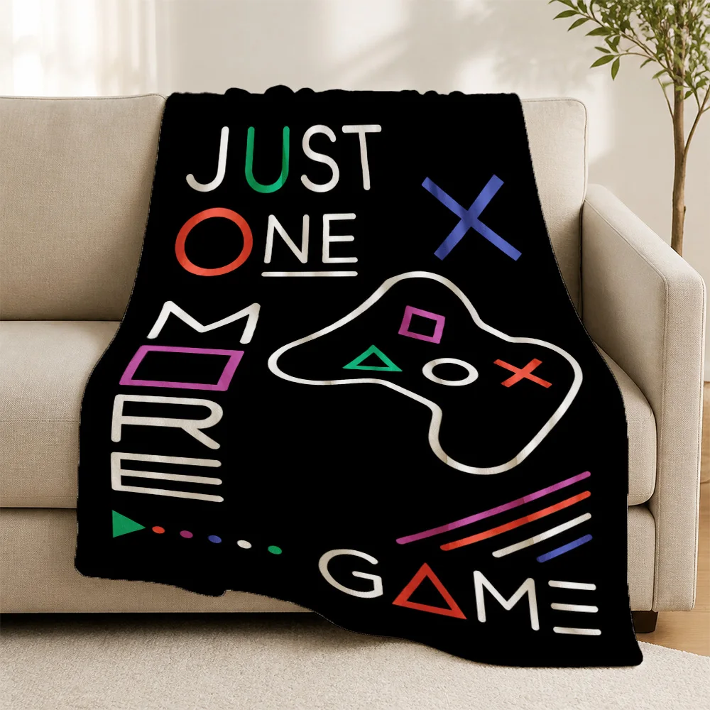 Chunky Gamer Throw Blanket Sofa Decor Just One More Game Controller Video Game Pop Culture Plush Cozy Couch Throw Gift for Gamin