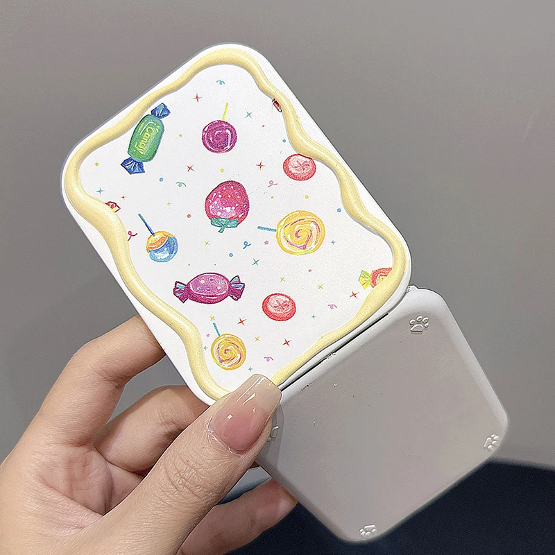 Arco dos desenhos animados amor coração espelho portátil pente conjunto dobrável criatividade estudante dos desenhos animados espelho e pente de cabelo presentes das meninas