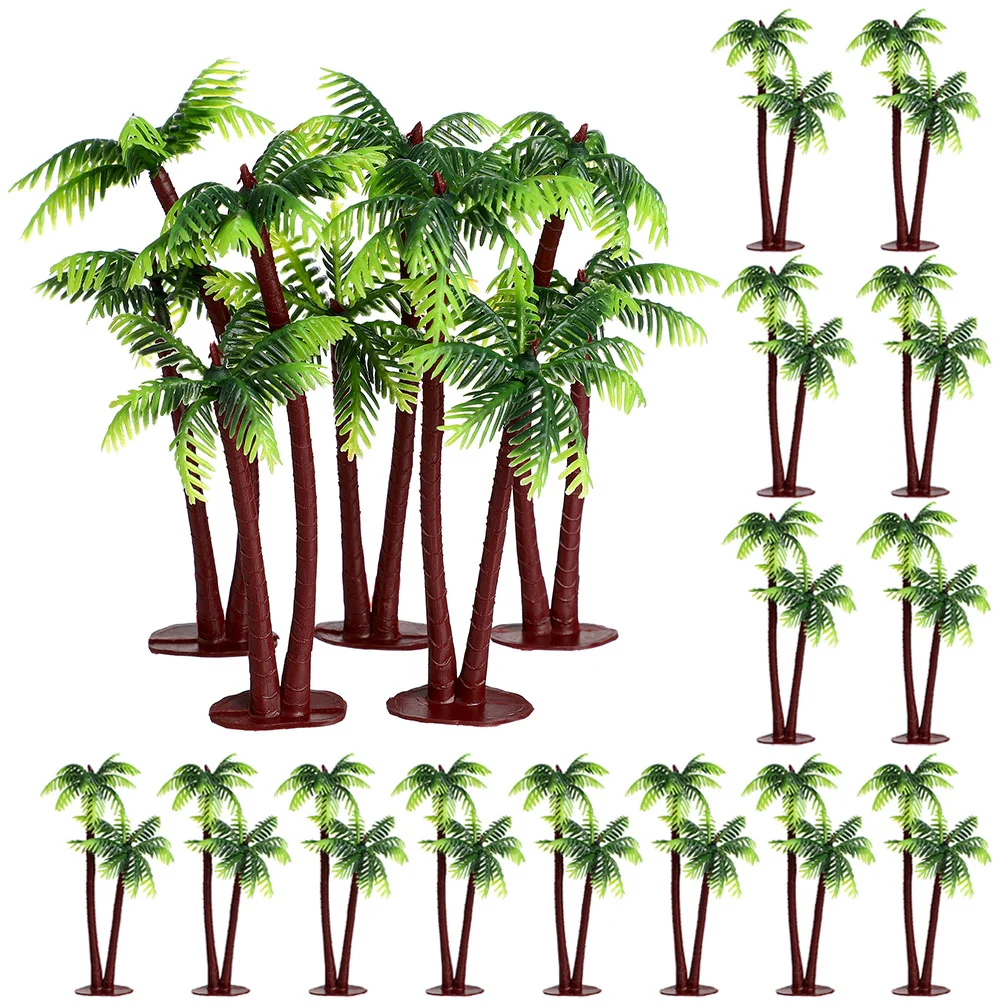 20 Pcs Simulated Coconut Tree Fish Tank Decoration Miniature Plant Plastic Palm Toy Trees