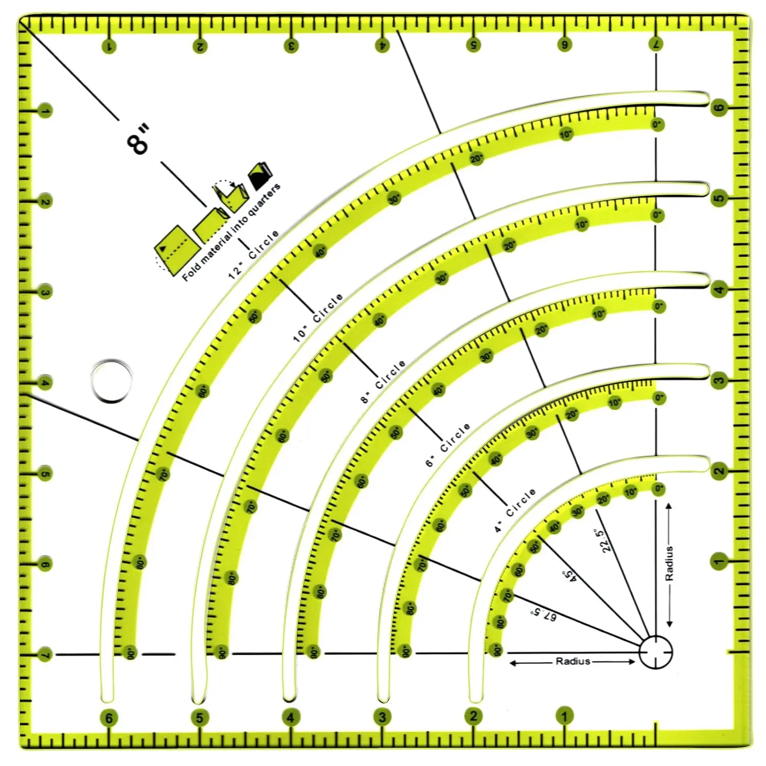 1Pc 8 Inch Acrylic Multifunctional Quilting Cutting Ruler Fan Shape Sewing Template DIY Craft Patchwork Sewing Accessories