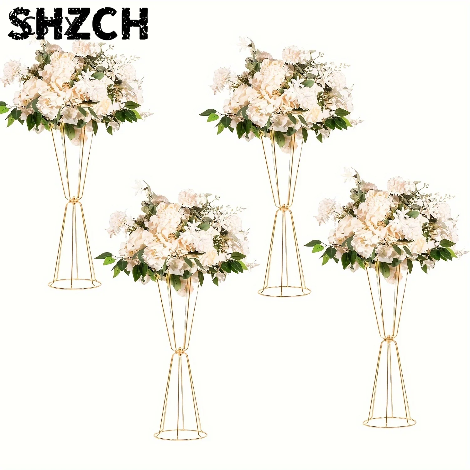 4-Piece Set of Iron Electroplated Flower Stands, Wedding Road Guides, Home Decoration, Wedding Decorations