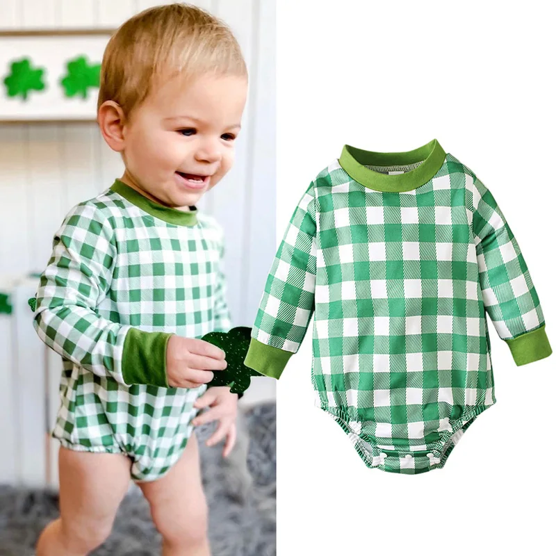 

Newborn Baby Clothes Boy Romper Girl Bodysuit Infant Vintage Long Sleeve Plaid Toddler Jumpsuit Children Clothing 0-24M A595