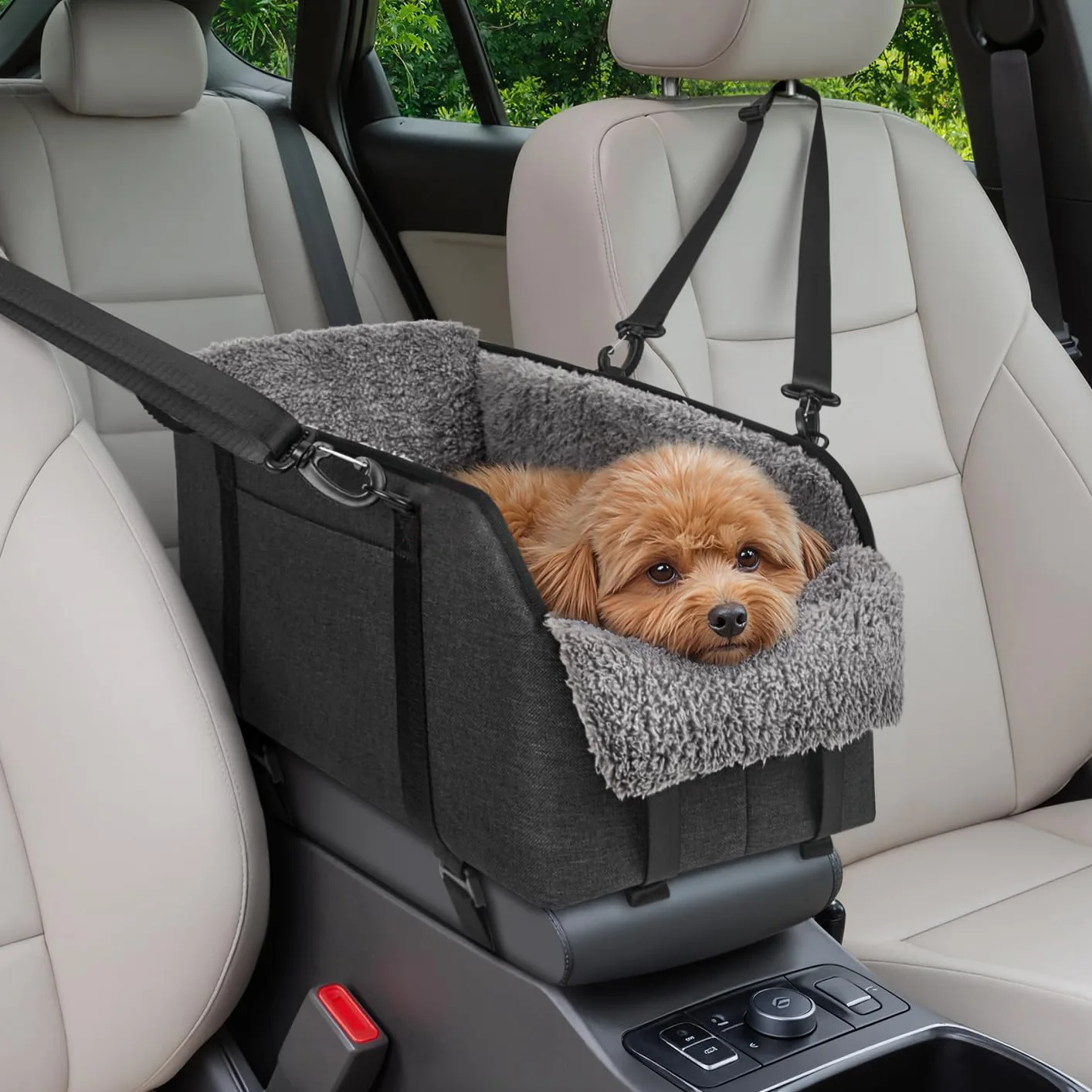 

Car Center Console Pet Bag, Fleece Lined Dog Seat, Small Dog Travel Dog Mat, Anti-Fall Non-Slip Cat-Friendly Car Pet Supplies