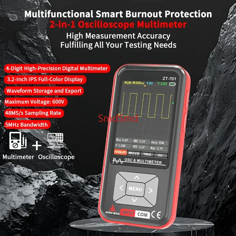 701/703S 3 in 1 Digital Multimeter 5/50MHz Bandwidth 280MS Rate PC Waveform Data Storage Dual Oscilloscope Signal Generator