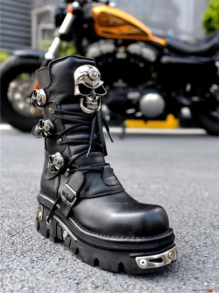 Fashion Genuine Leather Motorcycle Boots Design New Unisex  display picture 3