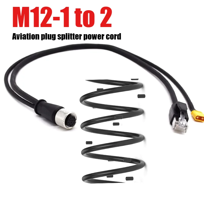 Waterproof M12 1 To 2 Mid-360S Mid-70 High-Flex Power Network Cable Compatible wit DJI Livox LiDAR DC Male/Female XT60 Male Line