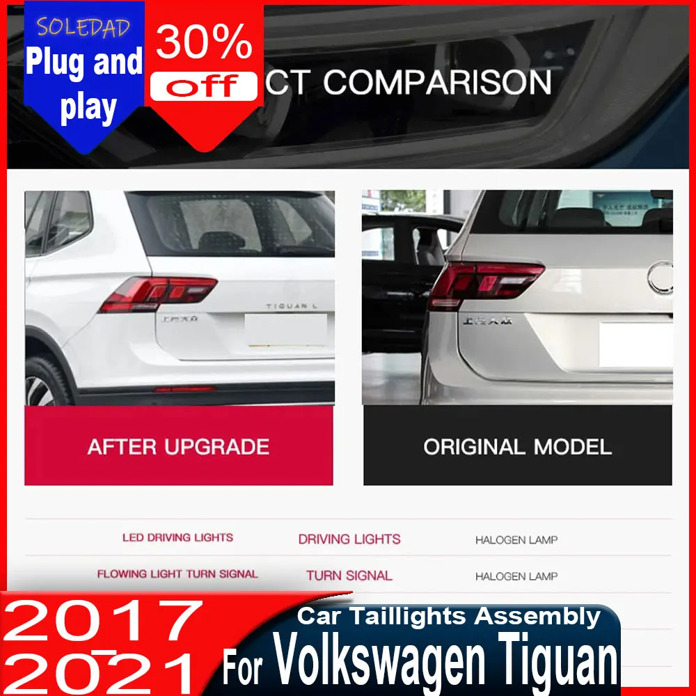 For Volkswagen Tiguan Led Tail Light 2016 2017 2018 2019-2021 New Tiguan Rear Lamp DRL Dynamic Signal Reverse Auto Accessories view 2