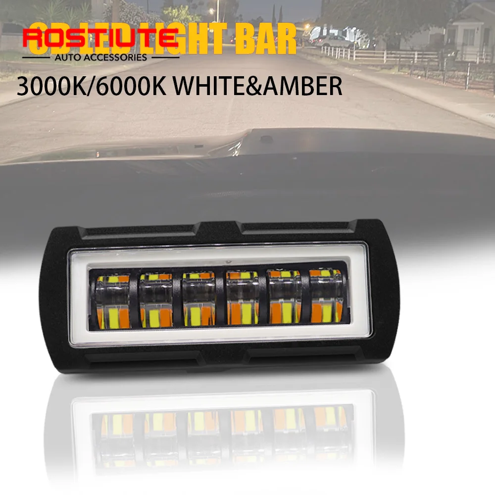 5 Inch White Amber Car Work Light Bar 6D LED Headlights 12-24V Auto Fog Lamp Spotlight for Offroad Accessories 4x4 Truck Atv