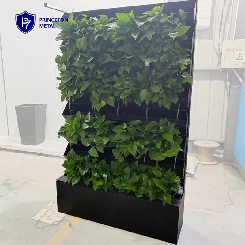 Contemporary Versatile Self Watering Aluminium Flower Vertical Wall Planter for Indoor Commercial Spaces Live Divider Green
