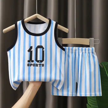 Summer Vest Boys Girls Pajamas Sets Cartoon Cotton Children Boy Girl Sleepwear Nightwear Kids Lightning Pyjamas Suit
