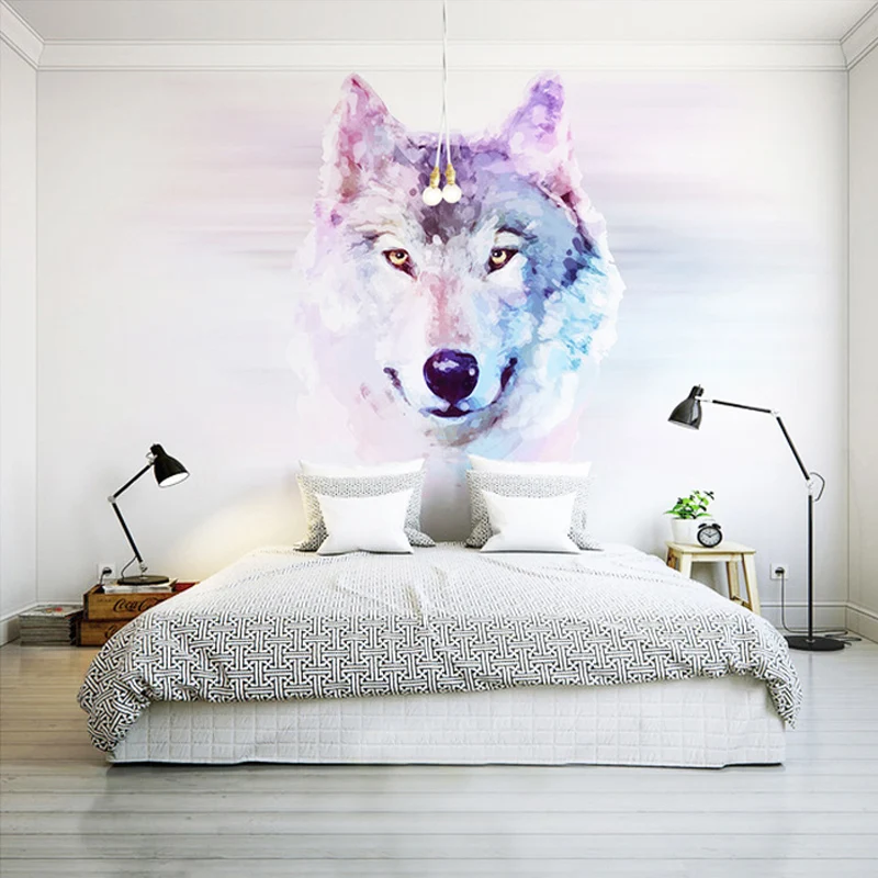 

Custom 3D Stereo Large Mural Wolf Totem Animal Wallpapers Bedroom Living Room TV Background Home Decor Wall Covering Wallpaper