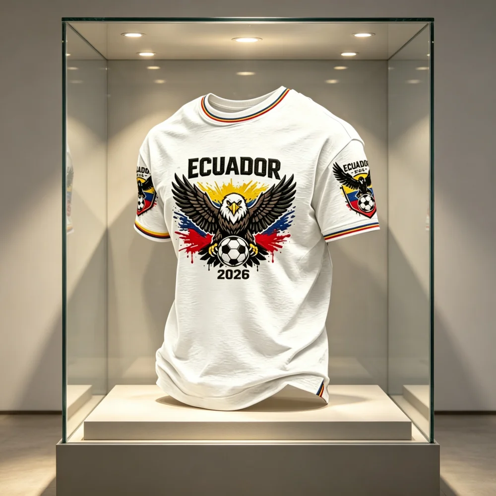 2026 Neues Ecuador Nationalmannschaft Trend-Design Fan-Trikot Schnelltrocknend Komfortabel Bestseller Atmungsaktiv Leicht und Dünn Familien- und Kinder-T-Shirts