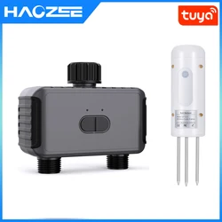 Tuya Smart Watering Timer 2 Outlet Smart Sprinkler Drip Irrigation Controller Water Valve Rain Delay Programmable Controllers