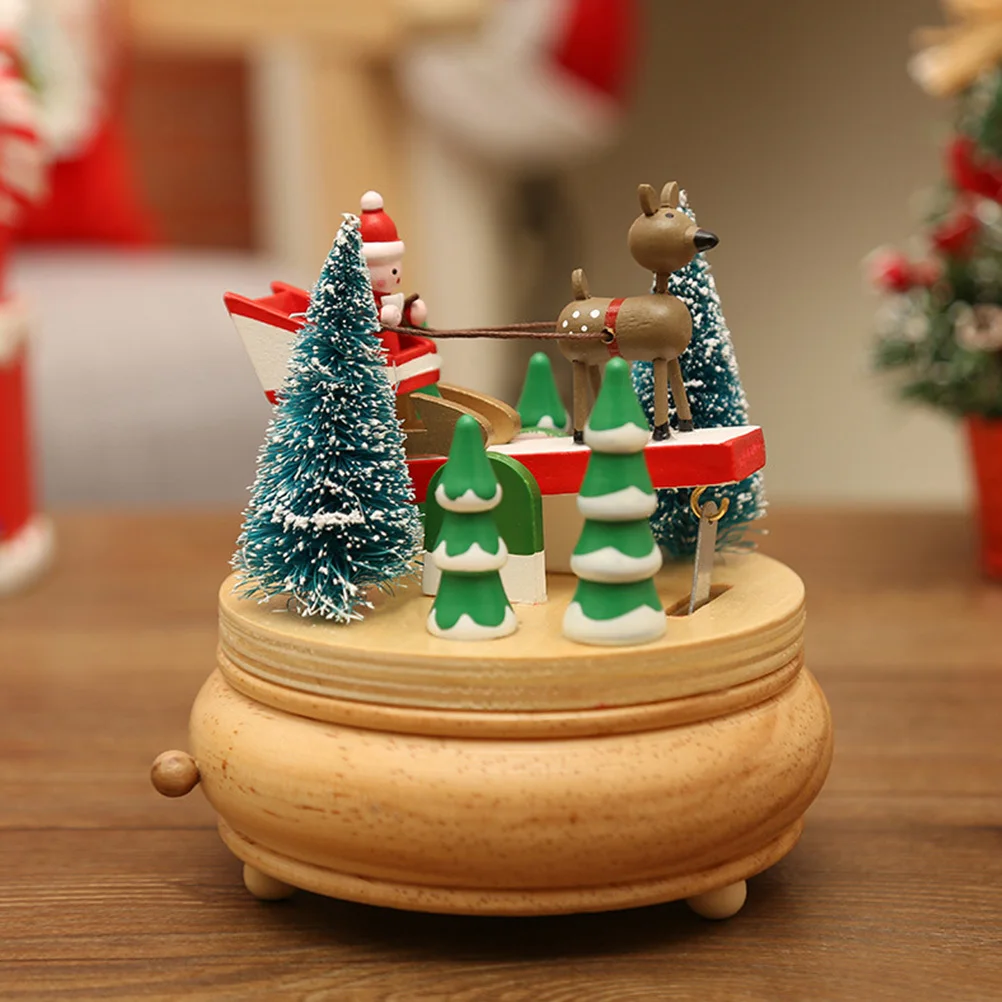 

1Pcs Decorative Music Box Christmas Gift Deer Pull Cart Rotating Desktop Ornament Lovely Room Decoration Christmas Gift