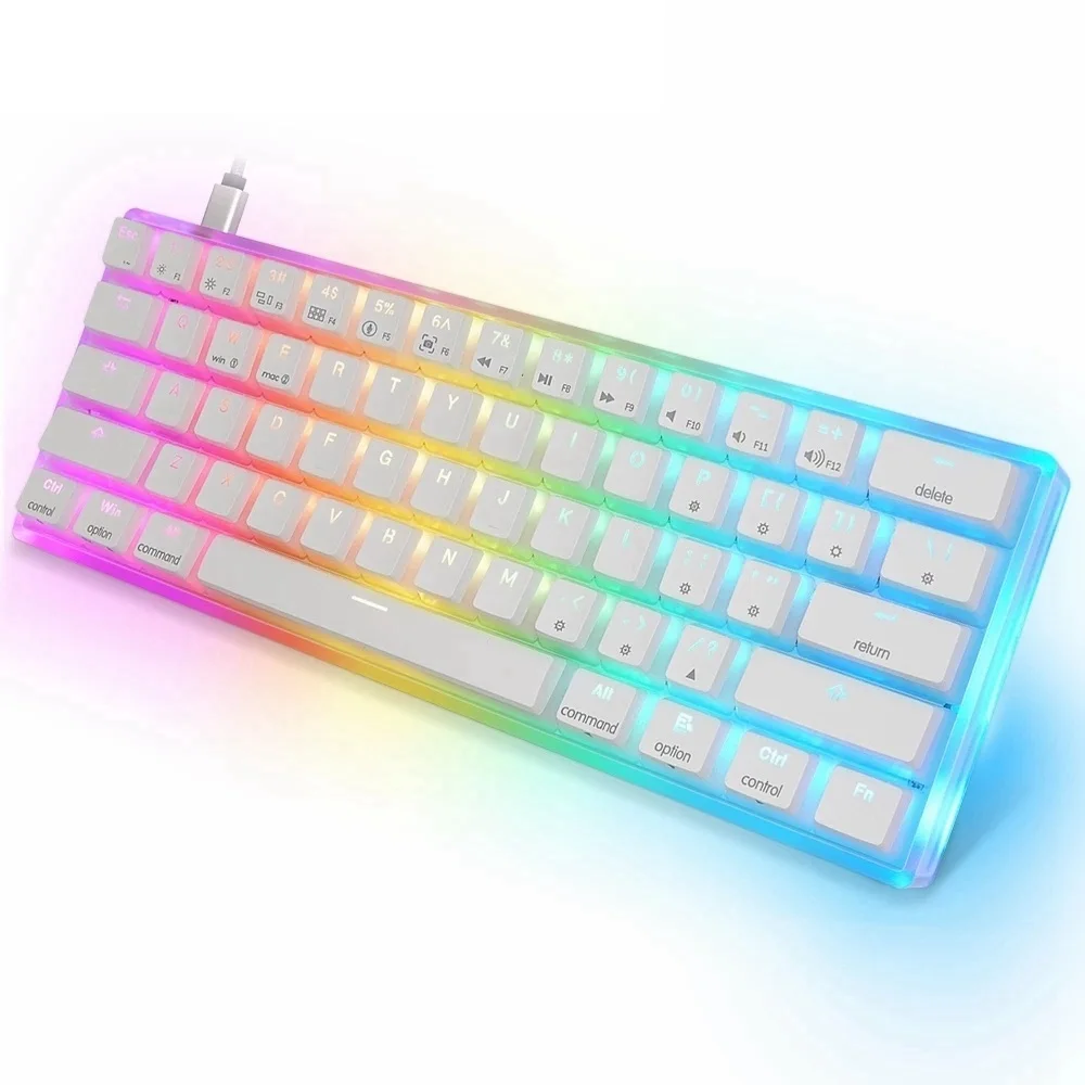 Top Mini Portable 60% Gamer Mechanical Keyboard Hot Swap RGB Backlit Gateron Yellow 3Pin Switch GK61 SK61 AK61 Key Keyboard