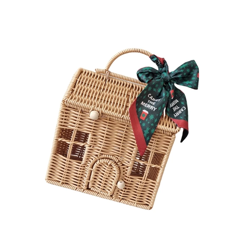 Confezione regalo a forma casa con cestino da in rattan per compleanni festività 203C