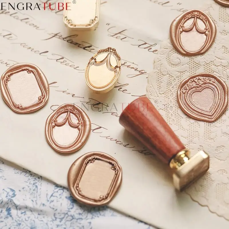 

3D Embossed Sealing Wax Stamp Heart-shaped Elliptical Square Frame For DIY Gift Wrapping Wedding Greeting Card Decoration Tools