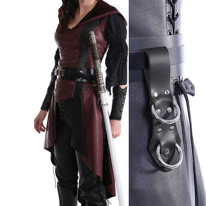 Medieval Jedi Knight Leather Belt Holster Lightsaber Blade Holder Laser Saber Hanger Larp Skywalker Sword Frog Cosplay Costume - view 3