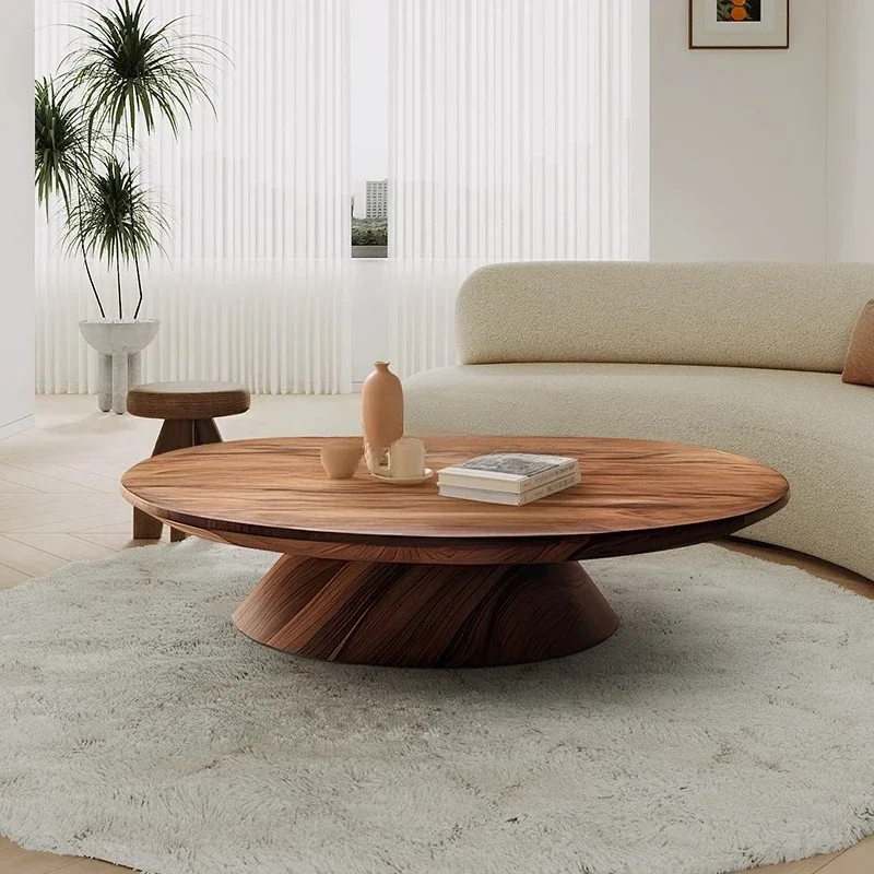 Solid wood sofa coffee table living room home small round table design minimalist modern walnut