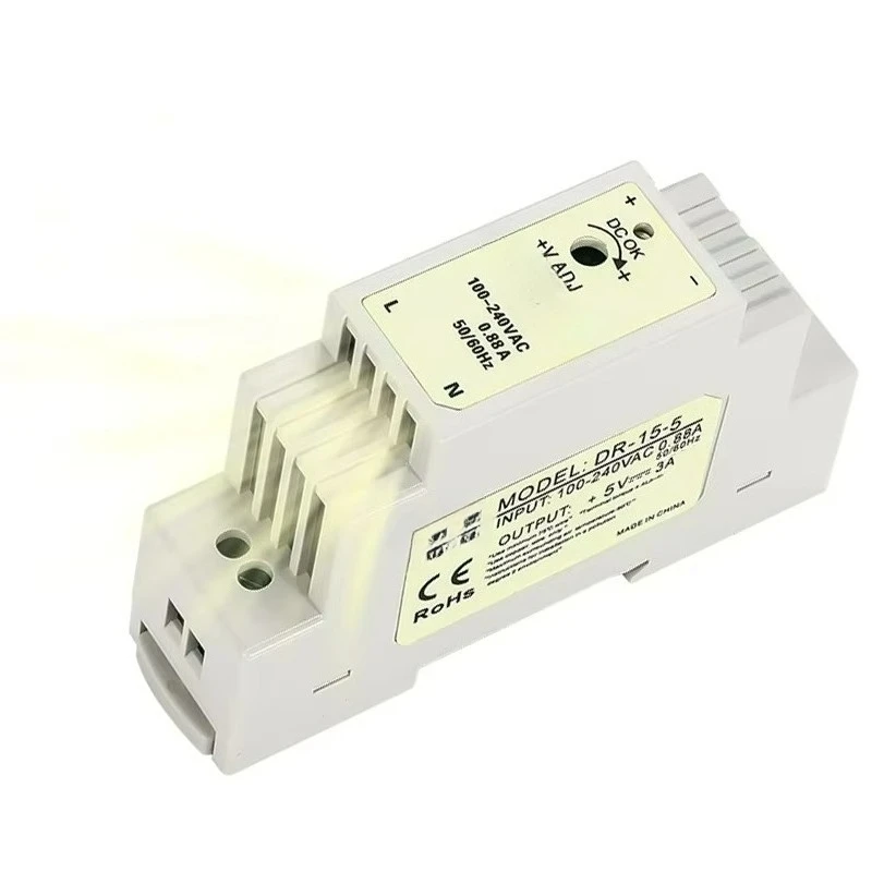

DR 15W 5V 3A 12V 1.25A 15V 1A 24V 0.63A LED Light and CCTV Camera Industrial Smps Ac Dc Din Rail Switching Power Supply