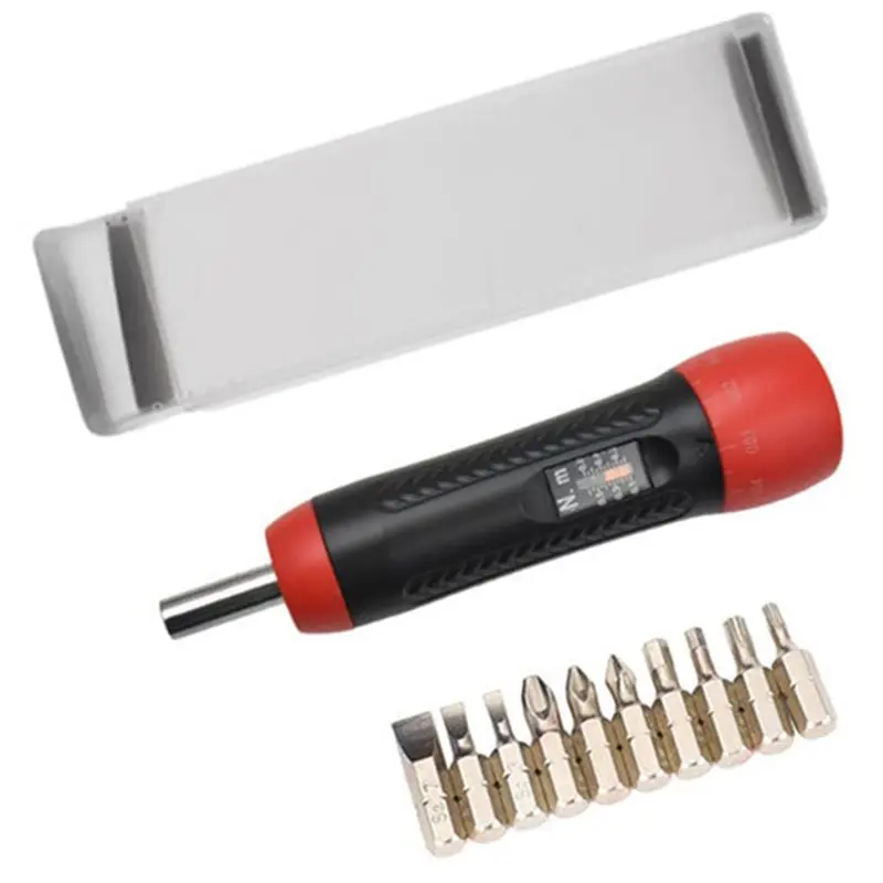

A74E-Professional Adjustable Preset Torque Driver 1/4'' Torque Wrench With 10 Bits For Bicycle Repair