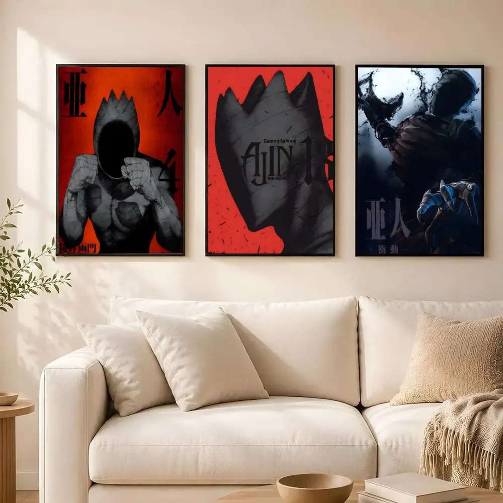Anime A-Ajin D-Demi-Human Poster poster Self-adhesive wall stickers, suitable for room decoration, high-quality printing.