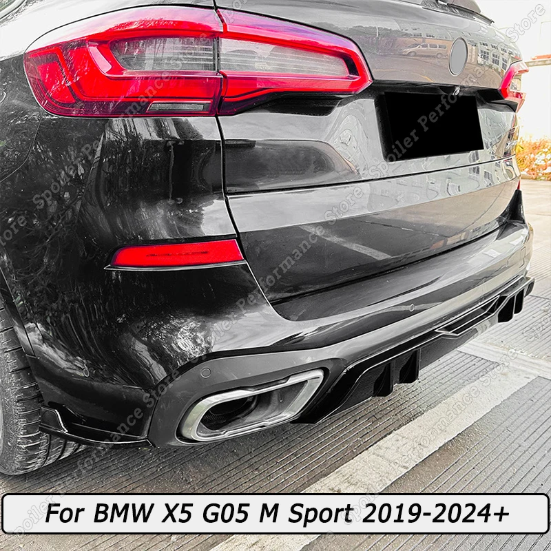 Rear Bumper Diffuser Spoiler Splitter Lip Gloss Black/Carbon Look ABS MP Style For BMW X5 G05 M Sport 2019-2024+ Body Kit Tuning