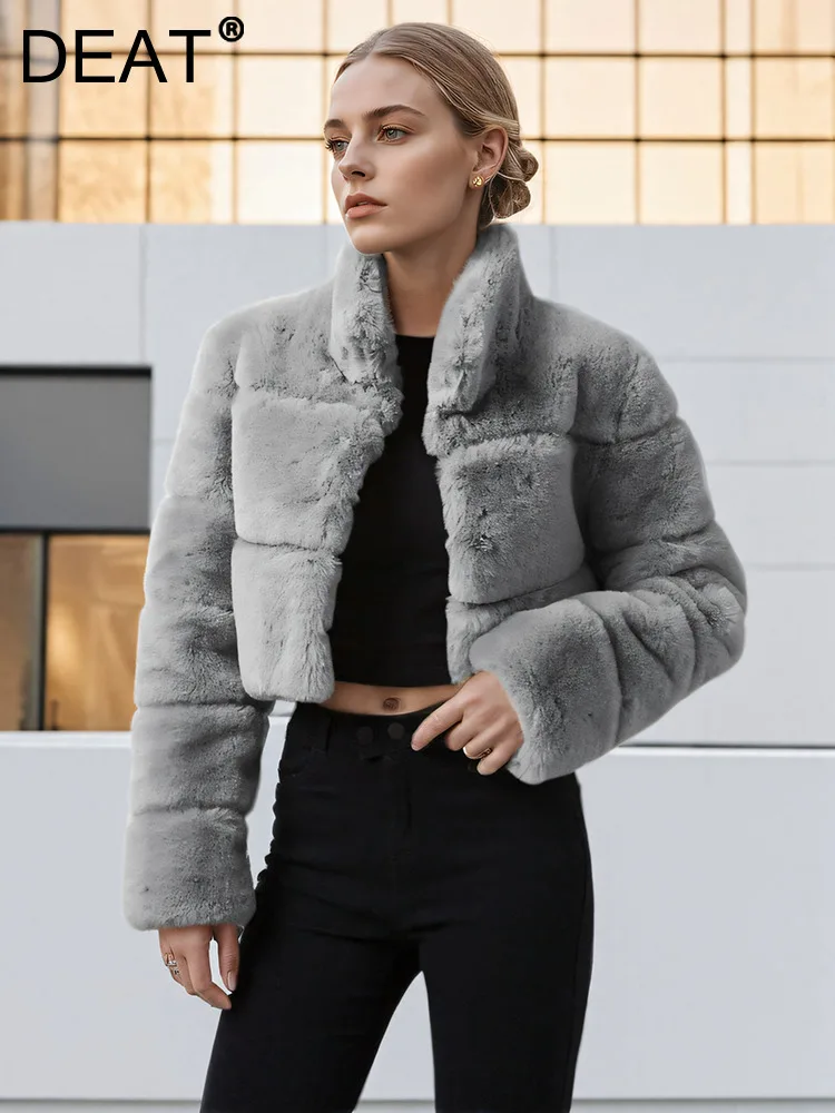 Deat Mode Damen Kunst pelz Mantel stehen Kragen bedeckt Langarm dicke warme kurze Imitation Fuchs Pelz Jacke Winter neu