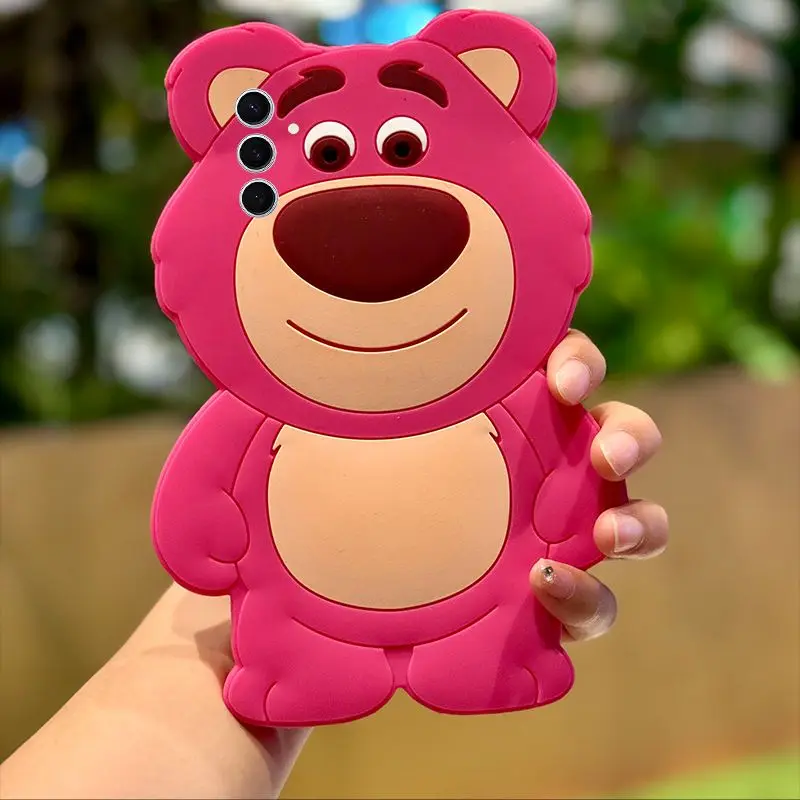 

MINISO милый клубничный медведь креативный мультяшный трехмерный веселый мягкий милый для Samsung Galaxy S10 S23 силиконовый чехол для телефона девушка