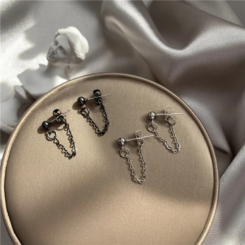 E030 الحد الأدنى سلسلة ربط وأقراط ، بسيطة سلسلة صغيرة الهندسة سبيكة إسقاط أقراط ، اكسسوارات مزاجية بالجملة #4