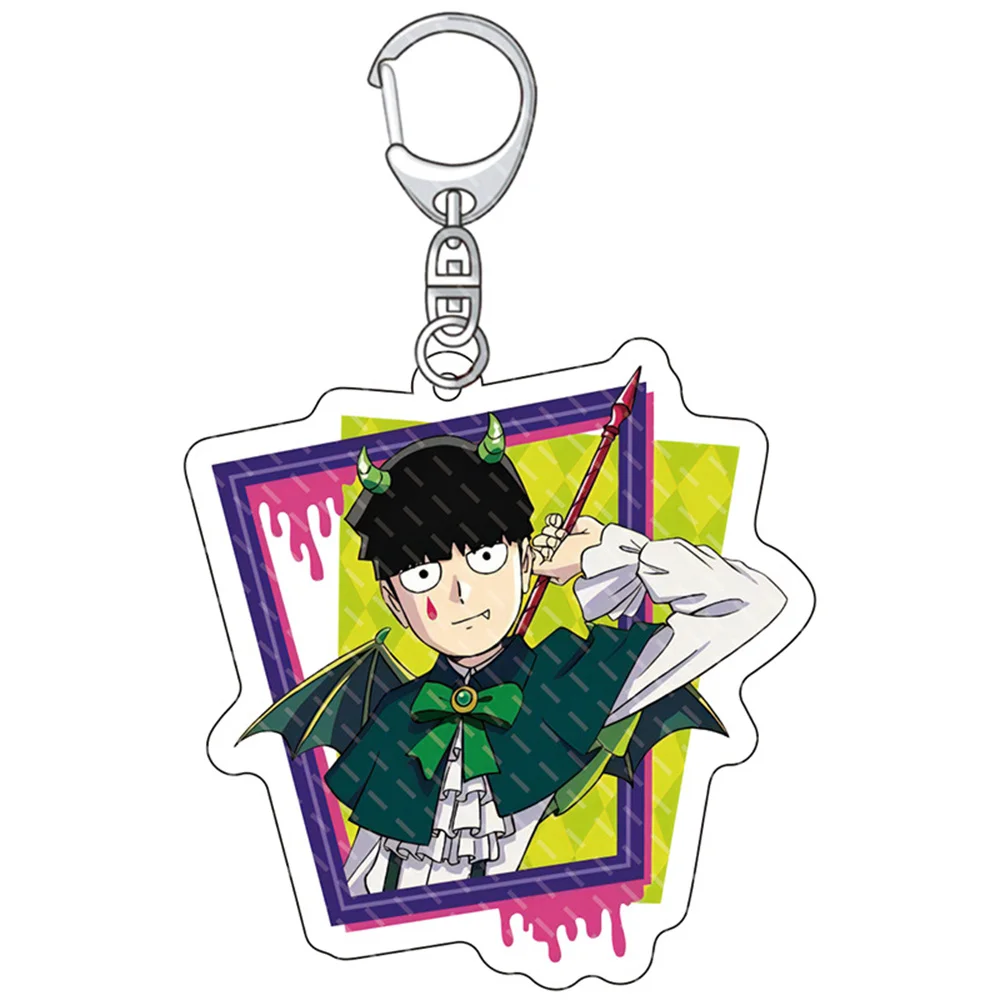 Cute Anime Mob Psycho 100 keychain Acrylic Bag Pendant key Chain Ring Keyring Accessories Jewelry For Fans Women friend Gifts