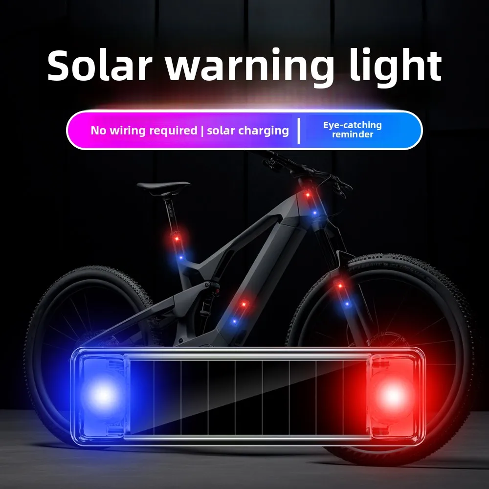 Motorcycle solar warning light car rear anti-collision strobe light night electric vehicle bicycle LED tail flashing light