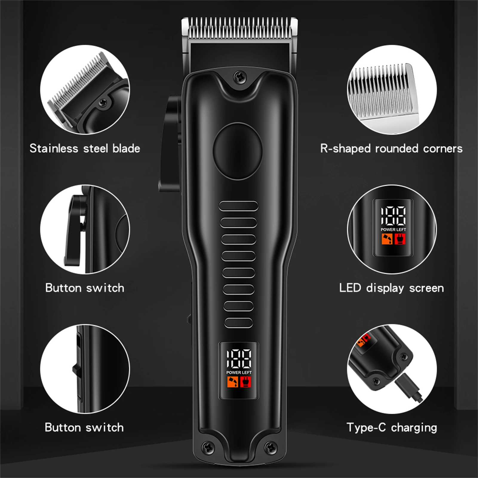 Portable Cordless Hair Clipper Professional Men's Hair Beard Trimmer High Power Barber Grooming Hairdressing Cutting Machine