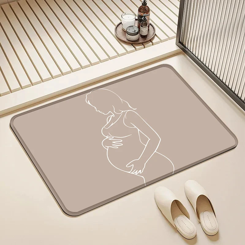 

Pregnant Woman Silhouette Doormat Minimalist Line Art Non-Slip Floor Mat Home Entrance Door Rug Decor Gift