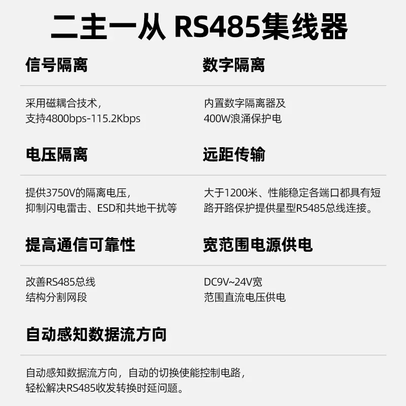 RS485 Two Master One Slave Modbus Caching Hub MS-M2101 for Industrial Automation RS485 Network ExpansionGoods in stock