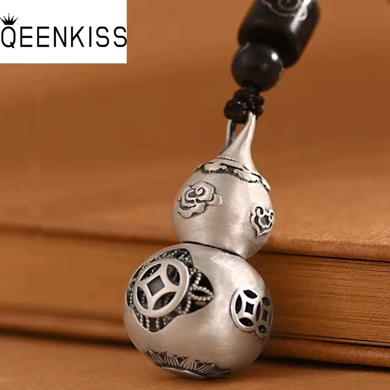 

QEENKISS 925 Sterling Silver Vintage Calabash Necklace Pendant For Women Men Jewelry Wholesale Birthday Wedding Party Gift PT629