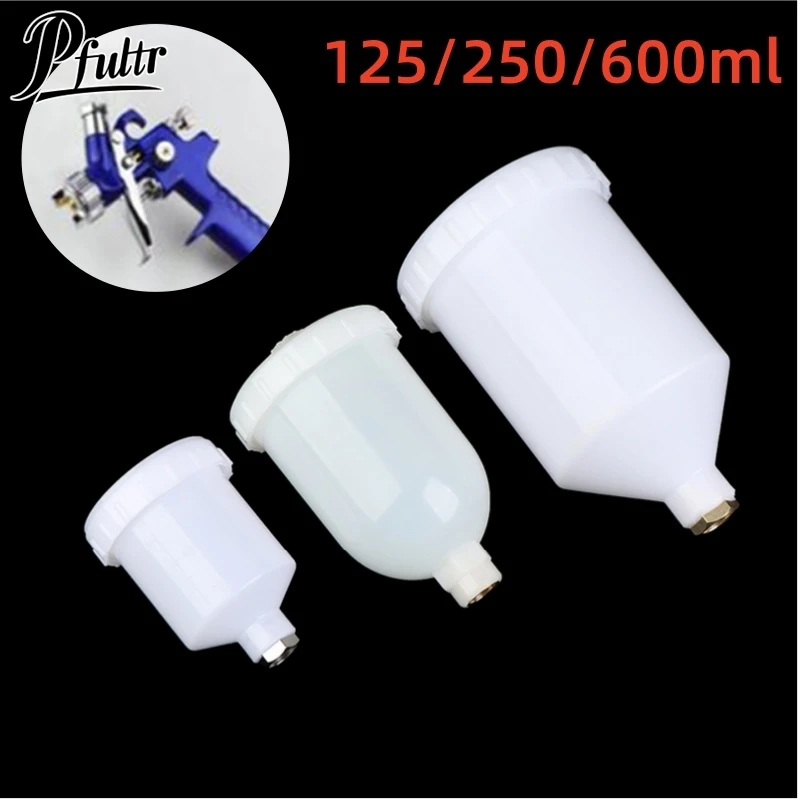 125/250/600ml Plastic Spray Paint Cup Sprayer Cup Air Gravity Feed Paint Spray Pot Thread Connector For Spray Parts