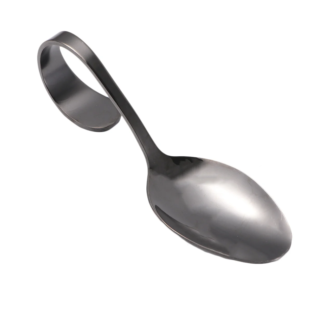 

Luxury Mirror Finish Stainless Steel Spoon Curved Ergonomic Handle for Hotel Buffet Catering Special Events Tableware