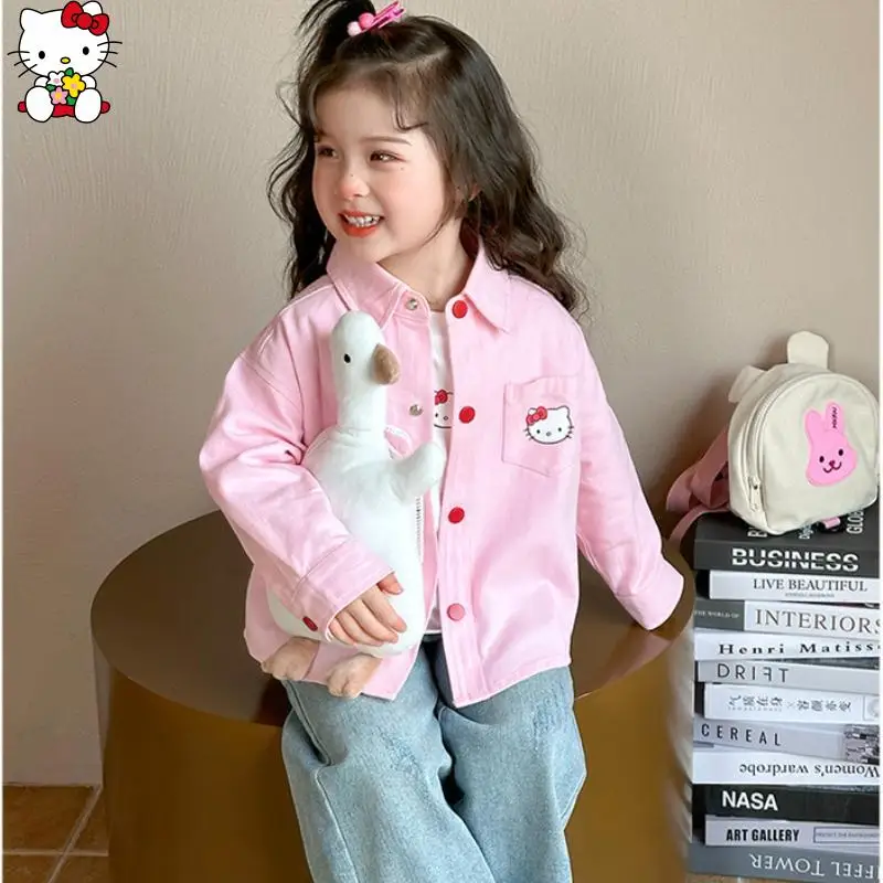 مرحبا كيتي أنيمي الكرتون سانريو الفتيات قميص Kawaii ربيع الخريف جديد طويل الأكمام تي شيرت سترة الجلد ودية لينة تنفس #5