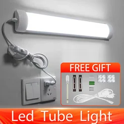 Led Tube Light With Switch Wire 110V 220V 10W 20W Lighting Strip Lamps 30/50cm For Living Room Bedroom Closet Kitchen Lamp