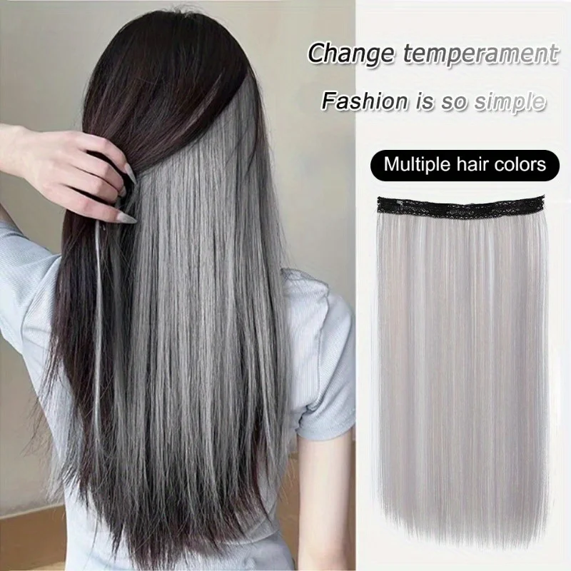 1Pc Long Straight Clip In One Piece Hair Extension 4 Clips Inner Layer Hidden Hair Colorful Hair Piece Color Wig