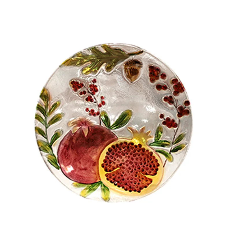 Glazed hand-painted dim sum plate four-piece fruit plate desktop art decorative ornament