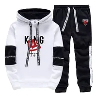 King Printing Mens Tracksuit Casual Hoodies Outifis Jogging Sweatshirts+Sweatpants 2 Pcs Set Daily Hot Sales Street Mens Suit
