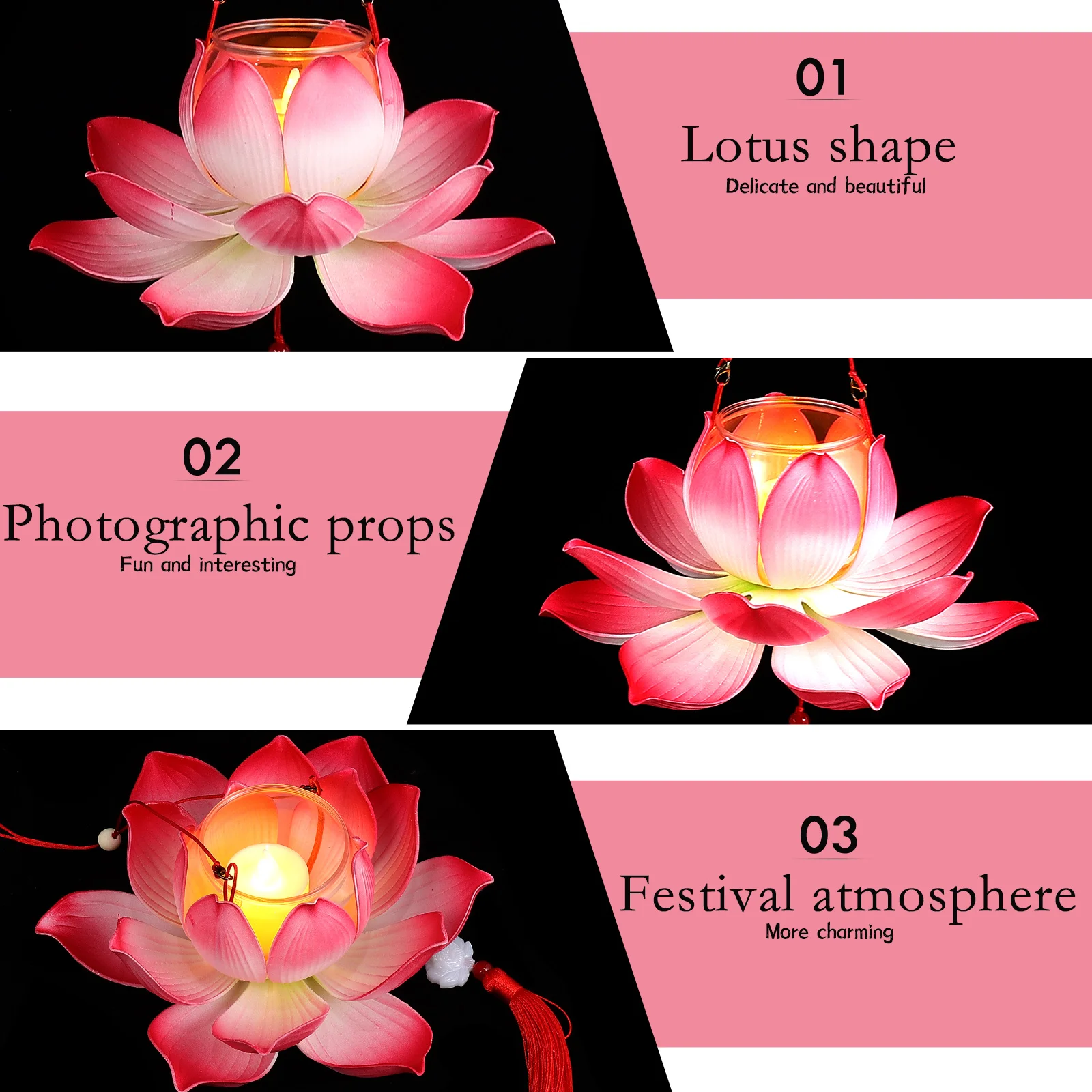 

1 DIY H held Lotus Lantern Material Pack Shallow Pink Small Size Kids Art Supplies Festive Decorations Safe Durable Lightweight