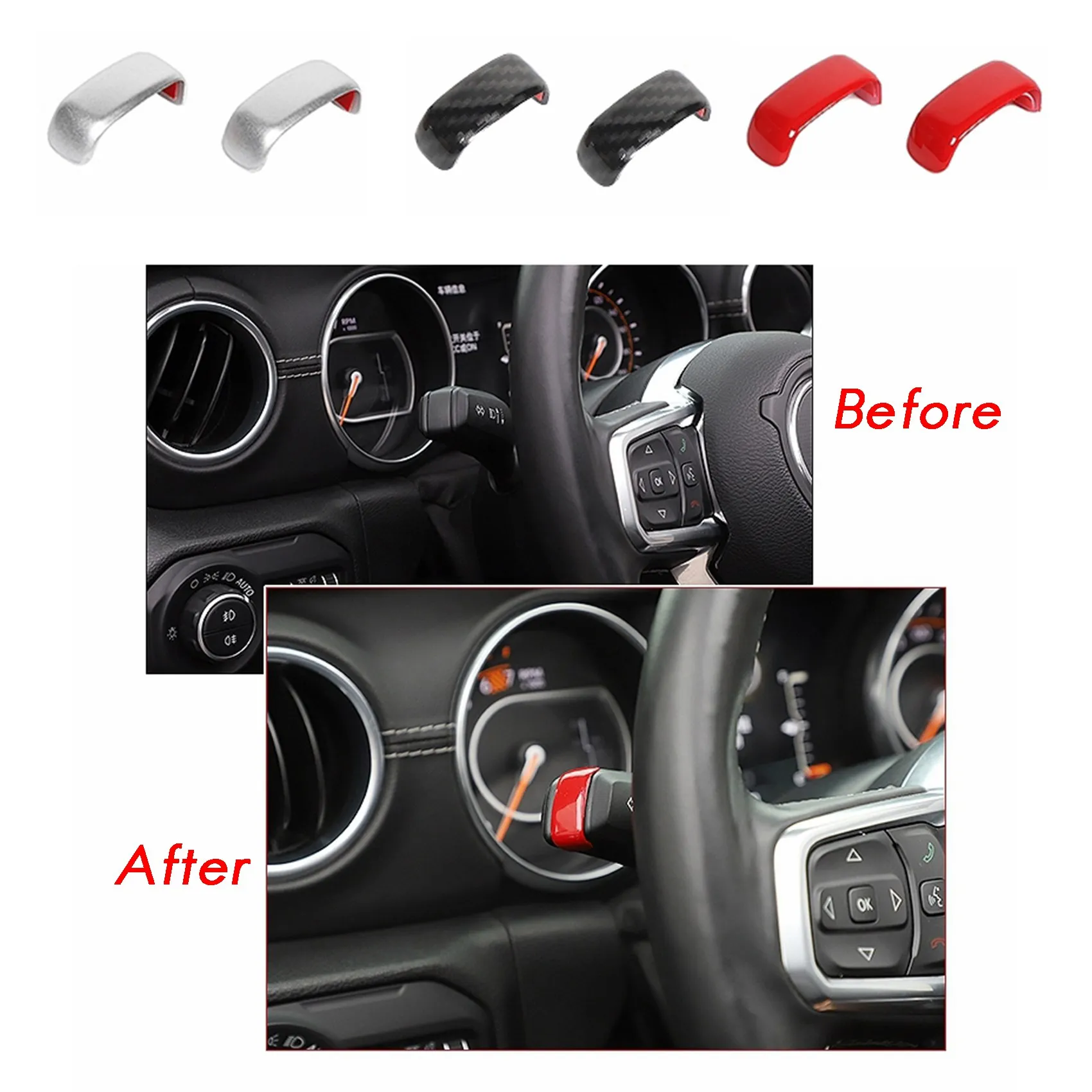 Car Wiper Lever Turn Signal Control Decoration Cover Trim Stickers for Jeep Wrangler JL Gladiator JT 2018 2019-2021