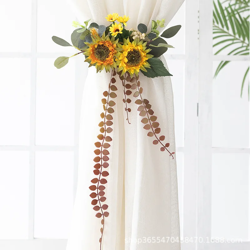 

Nordic Simulated Flowers Curtain Tiebacks Multiple Uses Pendant for Living Room Bedroom Wedding Decor Luxury Rope Hooks Elegant